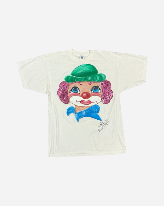 90s Hand Painted Clown Tee [L]